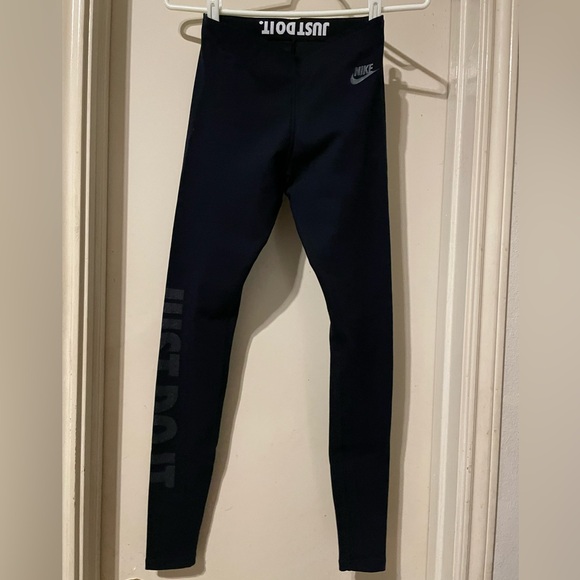 Nike Black Leggings with Just Do It Slogan - Picture 1 of 5
